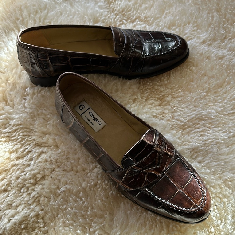 Giorgios Alligator Penny Loafers 8M
